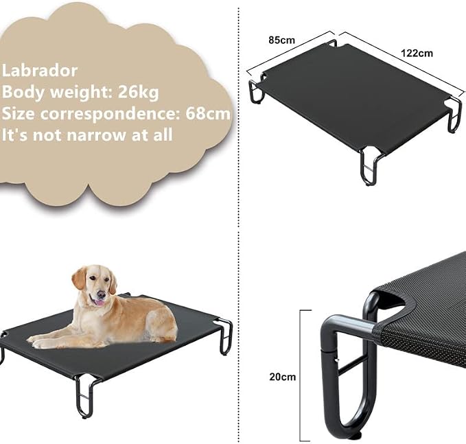 FAYDUDU Elevated Dog Bed Portable Raised Dog Beds with Washable Mesh Cooling Breathable Elevated Pet Bed Large for Indoor and Outdoor Use
