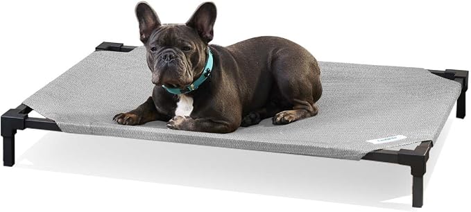 Coolaroo Pro Elevated Dog Bed - Low-Profile Access, Moisture-Resistant Cover, Breathable Fabric & Tool-Free Setup, Steel Gray, Medium