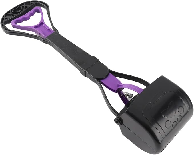 LICAEVEY Dog Poop Scooper, Long Handle No Bend Waist Saver, Large Mouth Pick Up Tool for Outdoor Garden, Heavy Duty Ergonomic Pet Waste Cleanup, Reusable Plastic Claw Rake