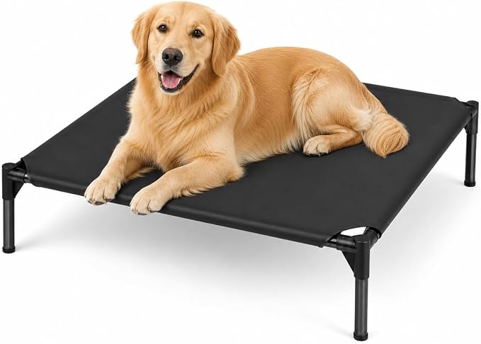 Elevated Dog Cot Bed,Cooling Raised Pet Bed with Washable Breathable Mesh Sturdy Metal Frame,Portable Raised Dog Bed with Anti-Slip Feet for Indoor Outdoor Backyard Use (35" X 26" X 7")