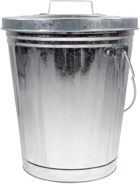 Mytee Products Galvanized Trash Can w/Lid Ideal for Trailers - 4 Gallon Steel Mounted Small Outdoor Garbage Can for Home, Office, Bathroom, Kitchen - Fire and Heat Resistant