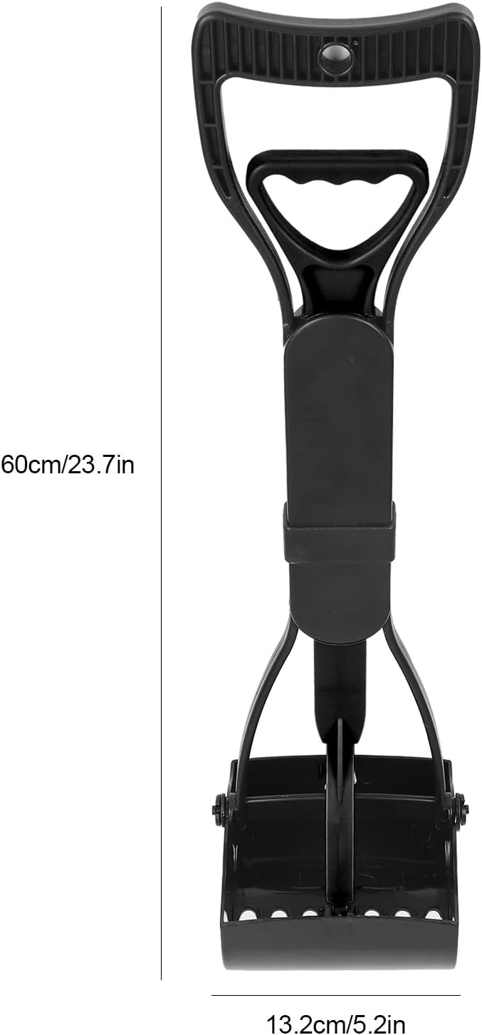 Pet Pooper Scooper, 23.7 Heavy Duty Dog Pooper Scooper, Long Handle Poop Picker Upper, Portable Pet Waste Grabber for Yard, Grass, Dirt, Double Spring, Dog Supplies (All Black)