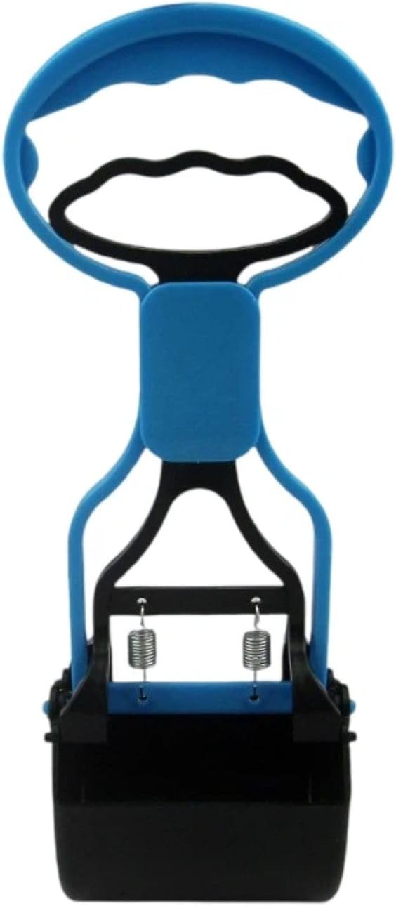 Stop Bending Over: Ergonomic Dog Scooper Pooper with Strong Bite Force, Easy Pick Up Pooper Scooper Tool for Lawn and Gravel, Assorted Sizes (Small 11in Blue)
