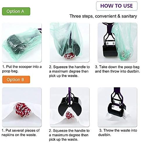 Temmel Pooper Scooper - Poop Scooper for Pet Waste Picking Up Without Smell - Dog Pooper Scooper with Foldable Long Handle – Heavy Duty Dog Poop Scoop with Jaw Claw Bin (23.62 Inches) (Green)
