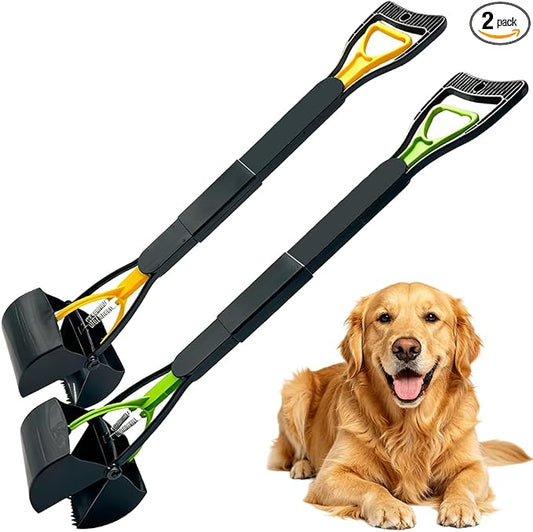 2 Pack 32" Long Handle Pooper Scooper for Large Small Dogs, Dog Pooper Scooper for Yard Lightweight Poop Scooper with Durable Material