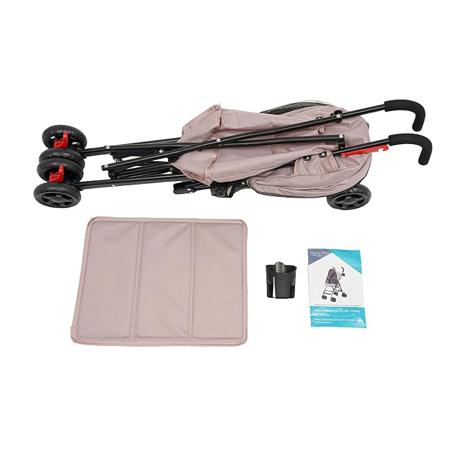 Pet Stroller for Small Medium Dogs Cats up to 22 lbs, Lightweight Foldable Dog Stroller with 360° Wheels & Brakes, Safety Tether, Breathable Mesh, Removable Washable Cushion