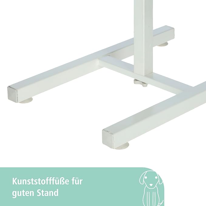 Kerbl Pet Food Bar with Stainless Steel Bowls, Fully Adjustable Dog Bowl, 2 x 2800 ml, Height 43 cm, White