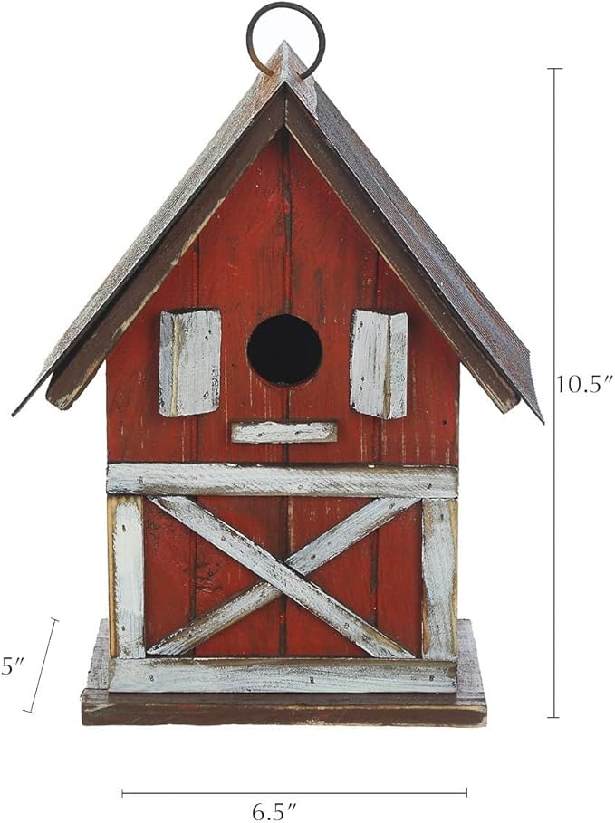 Topadorn Christmas Birdhouse, Hanging Wooden Garden Bird House for Outside, Unique for Bird Lovers, Outdoor Holiday Garden Decor for Blue Bird, Cardinals, Sparrow, Chickadee