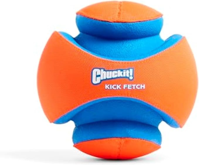 Chuckit! Kick Fetch Ball Dog Toy - Floats in Water - Perfect for Interactive Play - Made with Durable Rubber and Foam - For Large Dogs - Size Large - 8-inch Diameter - Pack of 1