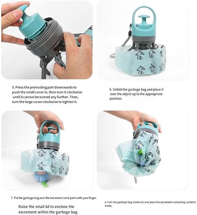 Portable Pet Pooper Scooper,Portable Pooper Scooper for Dogs,Portable Poop Scooper with Bags,Pooper Scoopers with Bag Attachment,with 15/60/120 PCS Bag Attachment. (15PCS, Bags)