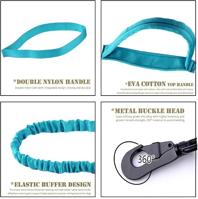 Tactical Dog Collar and Leash Set Adjustable Military Nylon Dog Collar with Control Handle and Heavy Duty Metal Buckle for Large Dogs（Blue M | 1000D Heavy-Duty Nylon Fabric,Quick-Release Metal Buckle,Adjustable Fit,Soft-Padded Webbing,D-Ring,for Traini...