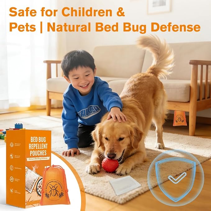 15 Pack Powerful Bed Bug Repellent Pouches, Natural Bed Bug Deterrent Safe for Kids & Pets, Mess-Free Alternative to Bed Bug Spray & Bed Bug Killer for Indoor Home Use, 30 Days Long-Lasting Protection