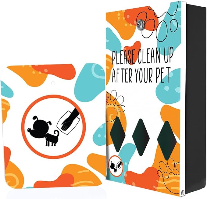 Zero Waste USA - DISPENSE-ART Roll Bag Dispenser & Sign - Abstract Paw | UV-printed roll bag dispenser & matching sign, 400 bags, 25% more storage, mounts to walls, posts & fences