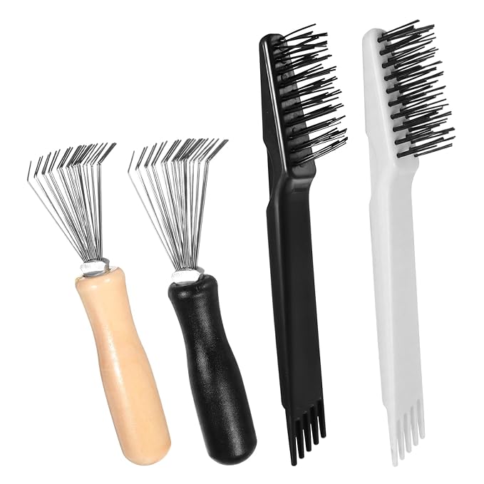 4 Pcs Hair Brush Cleaning Tool Mini Comb Cleaner Rake 2-in-1 Comb Cleaner Brush Metal Wires Hair Remover Tools Hairbrush Cleaning Hairs Remover Tool for Removing Dust Home and Salon Use