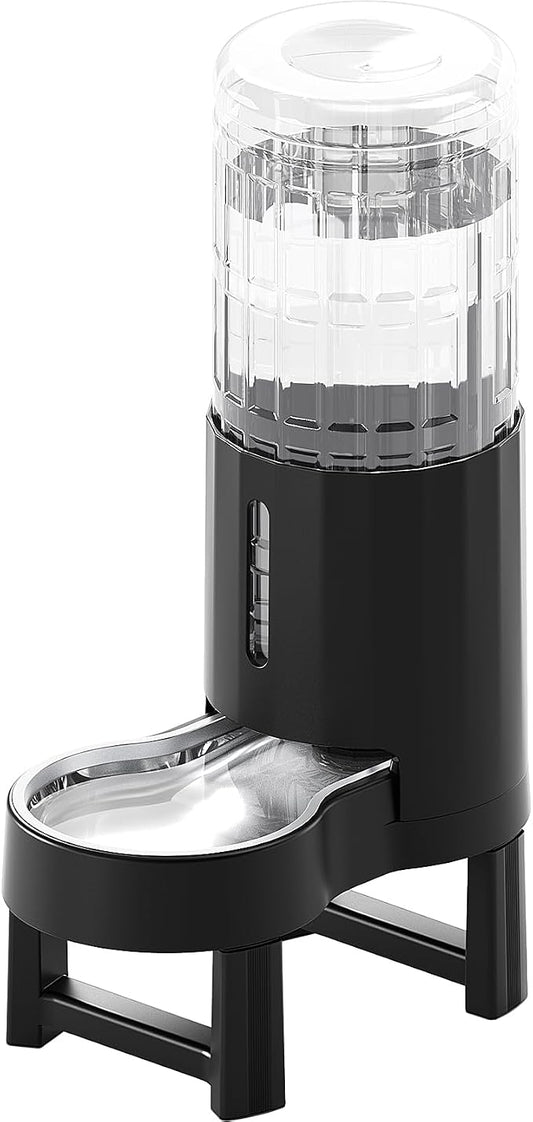 CZPET Elevated Dog Water Bowl Dispenser for Large Dogs (9.5L+Stand,Black) | With Stainless Steel Bowl Gravity Waterer, Large Capacity and Drinking Area Noise-Free for Pets