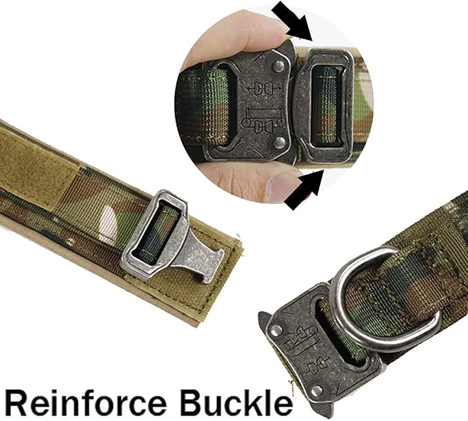 Tactical Dog Collar for Large Dogs with Control Handle,Camo,XL | Adjustable Fit,Heavy-Duty Quick-Release Metal Buckle,1000D Nylon Fabric,Soft-Padded Webbing,D-Ring,for Training & Hiking