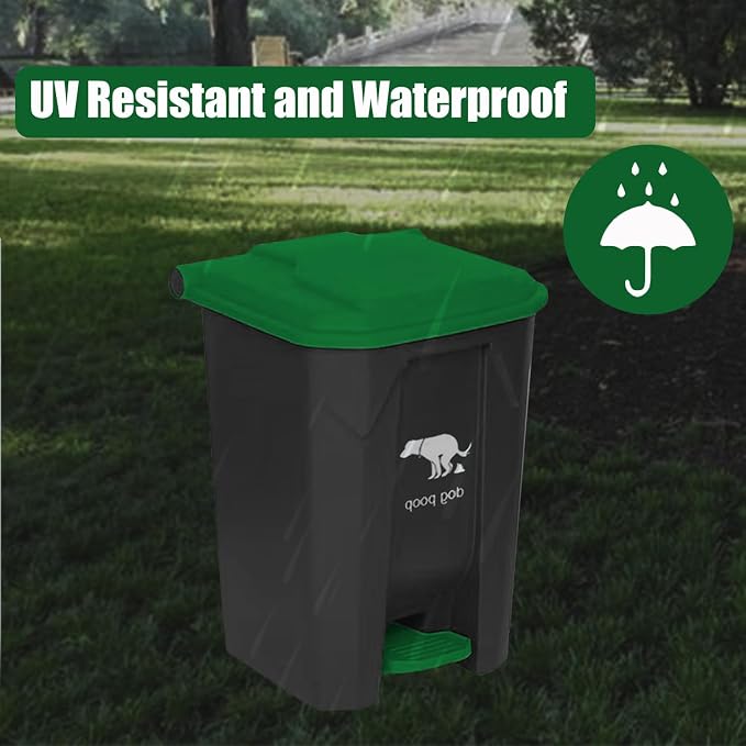 20L/5Gallon Dog Poop Trash Can Outside - Hands-Free Pedal Pet Waste Bin | Removable Inner Bucket - Backyard, Porch, Garage, Yard, Odorless - Dogs Poop Garbage Can Outdoor with Waste Bags
