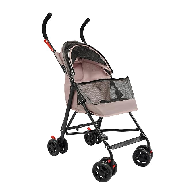 Pet Stroller for Small Medium Dogs Cats up to 22 lbs, Lightweight Foldable Dog Stroller with 360° Wheels & Brakes, Safety Tether, Breathable Mesh, Removable Washable Cushion