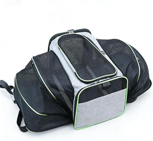 Airline-Approved Expandable Pet Carrier for Small Dogs & Cats, Soft-Sided Collapsible Travel Bag with 4-Way Access(Green,Large)