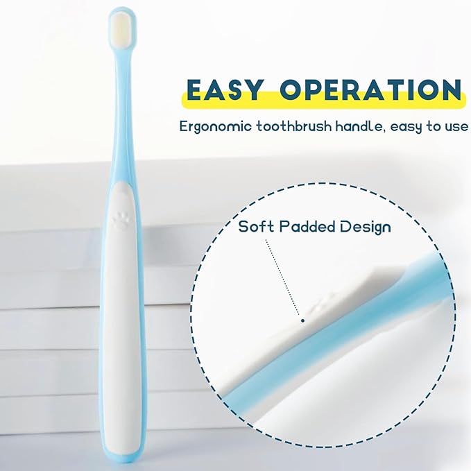 MoonyMars Small Dog Toothbrush, Cat & Puppy Tooth Brushing Kit, Ultra Soft & Mini Head Teeth Brush for Kitten & Tiny Pet, Doggy Toothbrushes Deep Dental Cleaning, 2 PCS - Blue