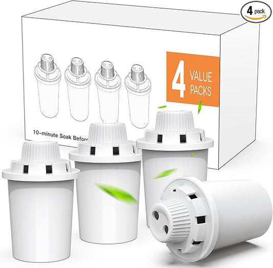 Pet Water Fountain Filter for Dog Water Fountain, 4 Pack Water Filter for Stainless Steel Pet Fountain for Large Dogs - Vertical Filtration for D2223,D2322,D2341,D2419 Lasts Two Months