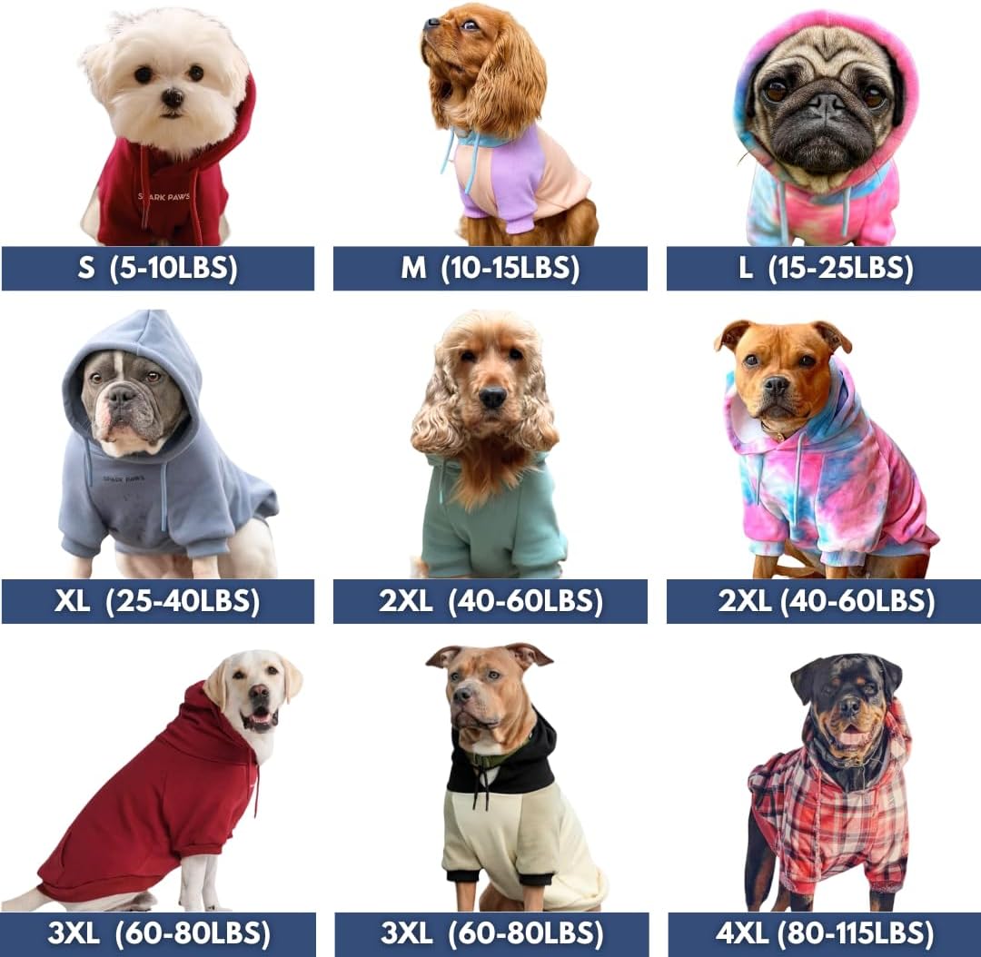 Spark Paws Dog Hoodie – Premium Dog Sweater for Small, Medium, and Large Dogs | Warm Outfits for French Bulldogs, Pitbull, Puppy, Winter Jacket Alternative - 90s Retro Sky Dye - M