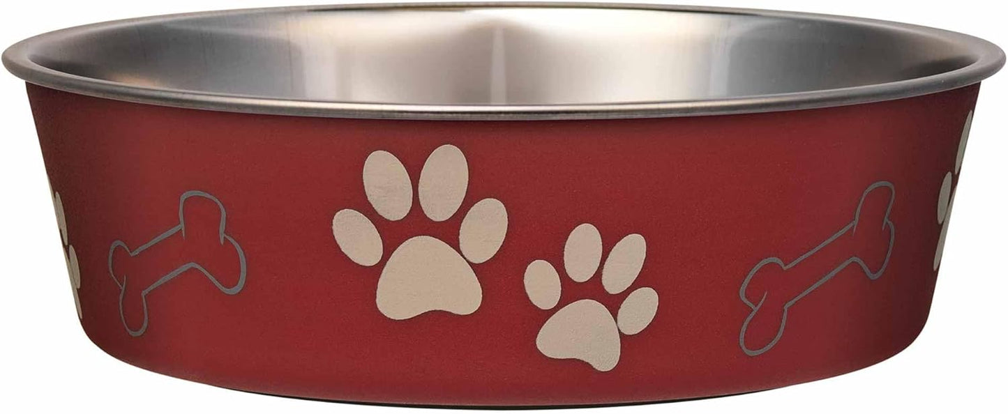 Loving Pets Bella Dog Bowls- Stainless Steel Dog & Cat Bowls - Spill Proof Dog Food Bowl, Cat Bowl, Puppy Essentials & Pet Supplies Great for Home & Travel (X-Large 65-100lbs, Merlot)