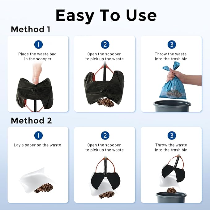 ZOMISIA 32" Pooper Scooper with Waste Bags - Poop Scooper for Large Dogs with Long Handle High Strength Material and Durable Spring for Yard, 30 Count Poop Bags
