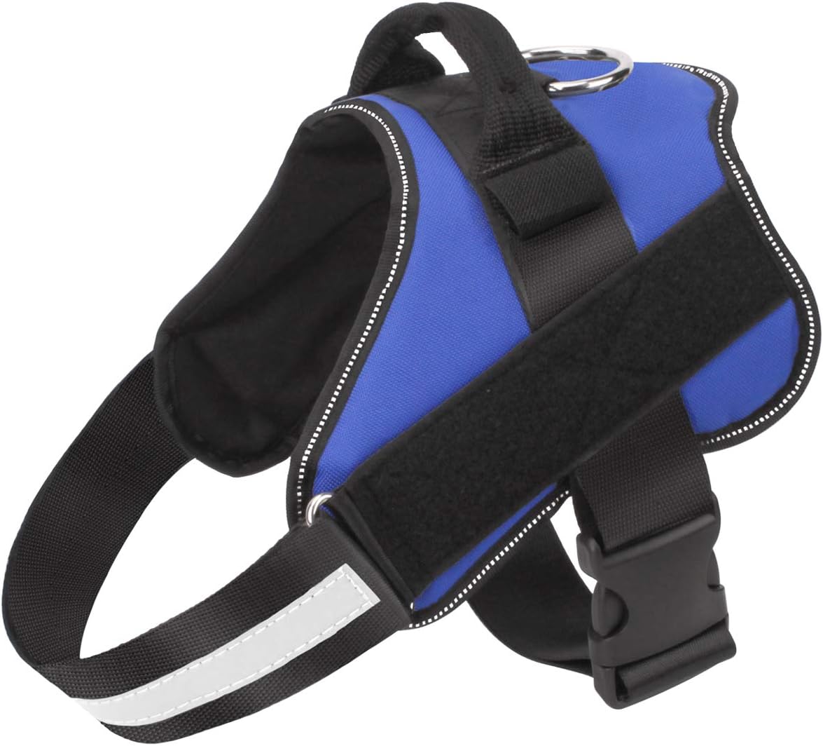 Bolux Dog Harness, No-Pull Reflective Dog Vest, Breathable Adjustable Pet Harness with Handle for Outdoor Walking - No More Pulling, Tugging or Choking (Blue, XL)