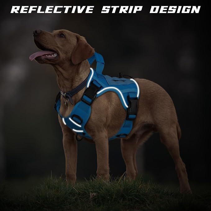 WINGOIN Blue Tactical Dog Harness for Medium Size Dogs,No Pull Dog Harness | Heavy Duty with Handle,Adjustable Reflective,Military K9 Pet Vest,for Pitbull Female Male,for Walking Hiking Hunting