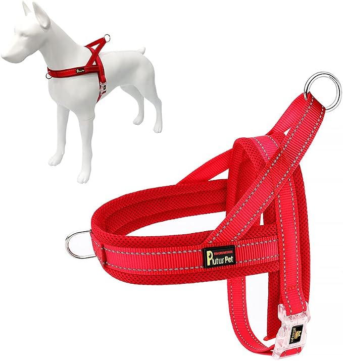 Plutus Pet No Pull Dog Harness for Puppy Small Dogs, Breathable Mesh Padded | Adjustable Reflective with Handle, Escape Proof, Quick Fit Pet Vest, Front Clip, for Training and Walking, Red, XS