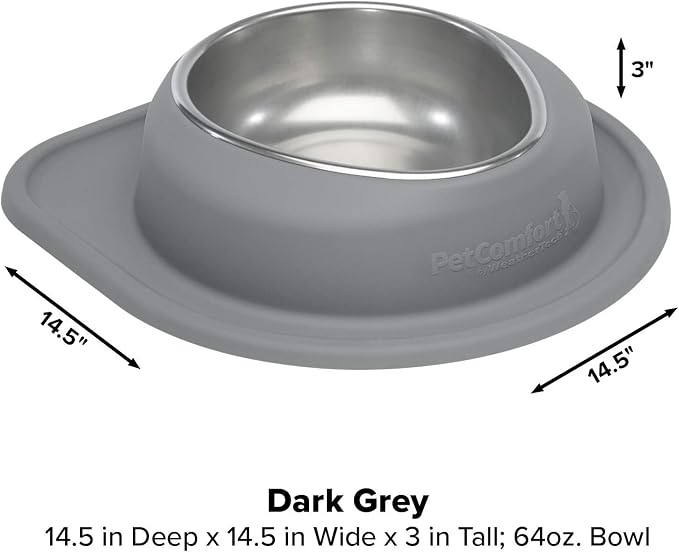 WeatherTech Single Low Pet Feeding System - Heavy-Duty Dog & Cat Food/Water Bowl - 64 oz (8 Cups) Dark Grey (SL6403DG)
