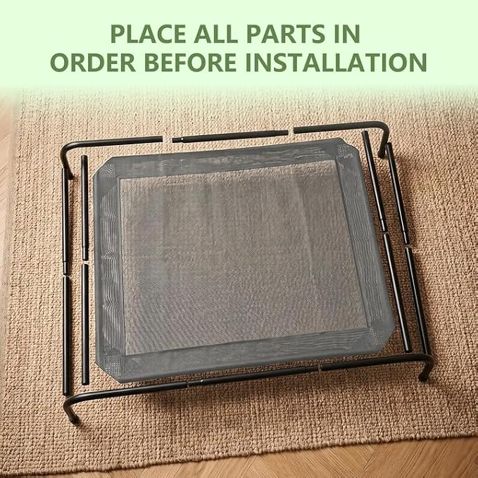 MICOOYO Outdoor Dog Bed, Elevated Dog Bed Raised Dogs Bed with Breathable & Washable Mesh, No-Slip Feet, Easy Clean, Chew Proof, Portable Dog Cot for Indoor & Outdoor Use, 43" x 31" x 8", Grey