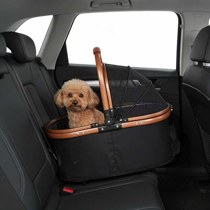 Lightweight Small Pet Stroller for Dogs & Cats, 50 Lbs Capacity Aluminum Alloy Puppy Stroller with Detachable Storage Basket
