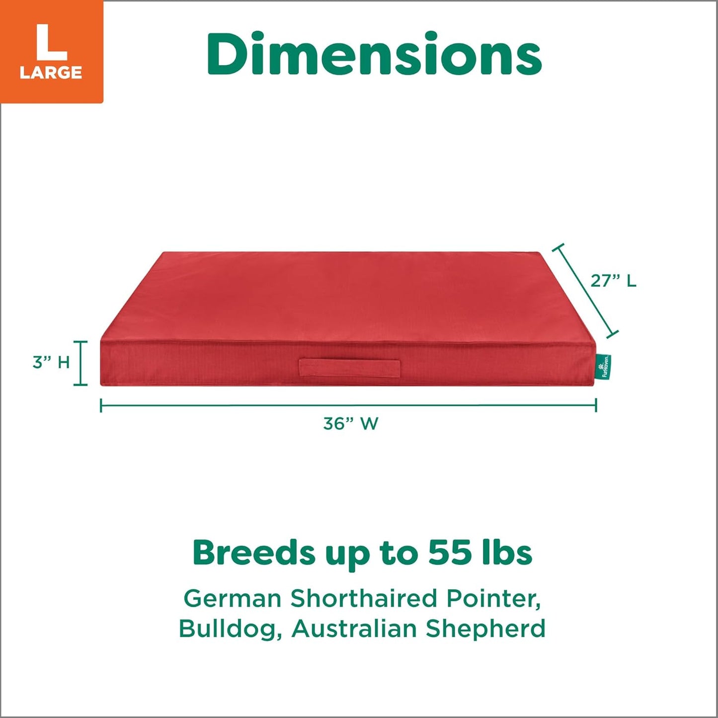 FurHaven Cooling Dog Bed – Large Foam Mattress for Joint Pain Relief, Waterproof Liner, Removable Washable Cover, Durable for Outdoor Use, Deluxe Grid Indoor/Outdoor Bed – Red, Large