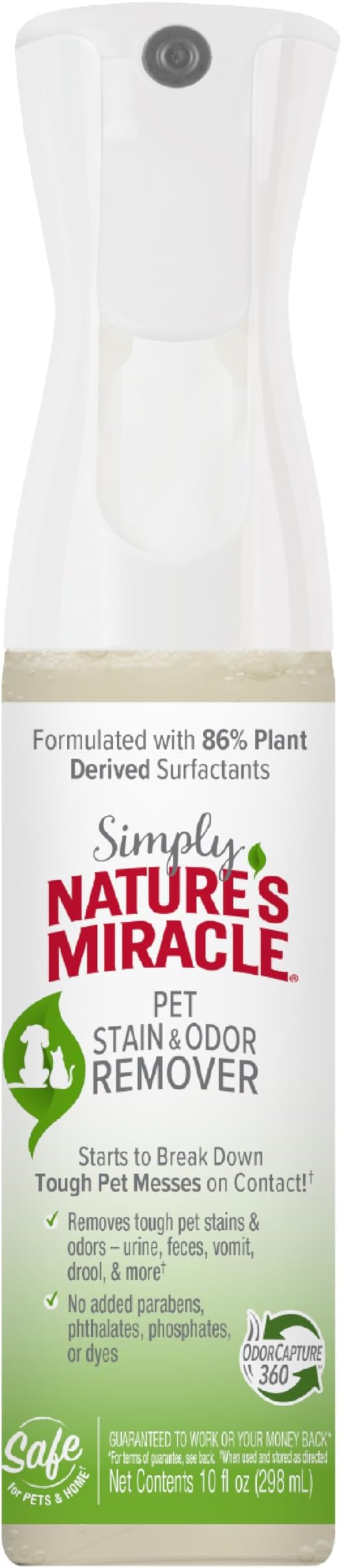 Simply Nature’s Miracle Pet Stain & Odor Remover, 10 Ounces, Bio-Enzymatic Formula With Odor-Neutralizing Technology