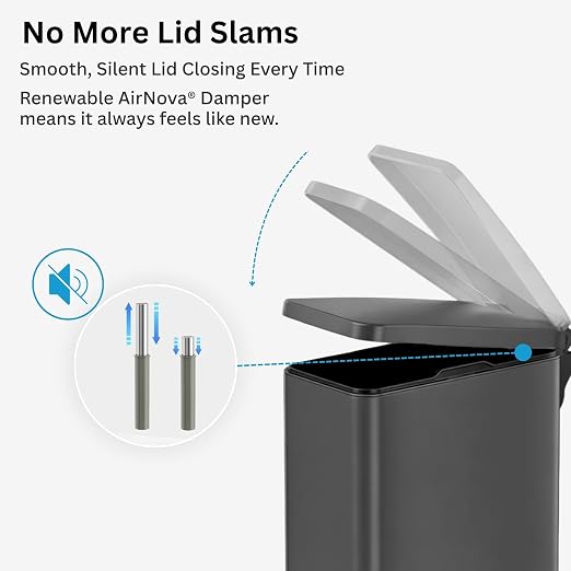 iTouchless 3 Gallon / 12 Liter Outdoor Pet Waste Bin with AbsorbX Odor Filter - Stainless Steel Garbage Can with Lid & Pedal - Small Trash Can for Patio, Deck, Yard, and Garage, Matte Gray