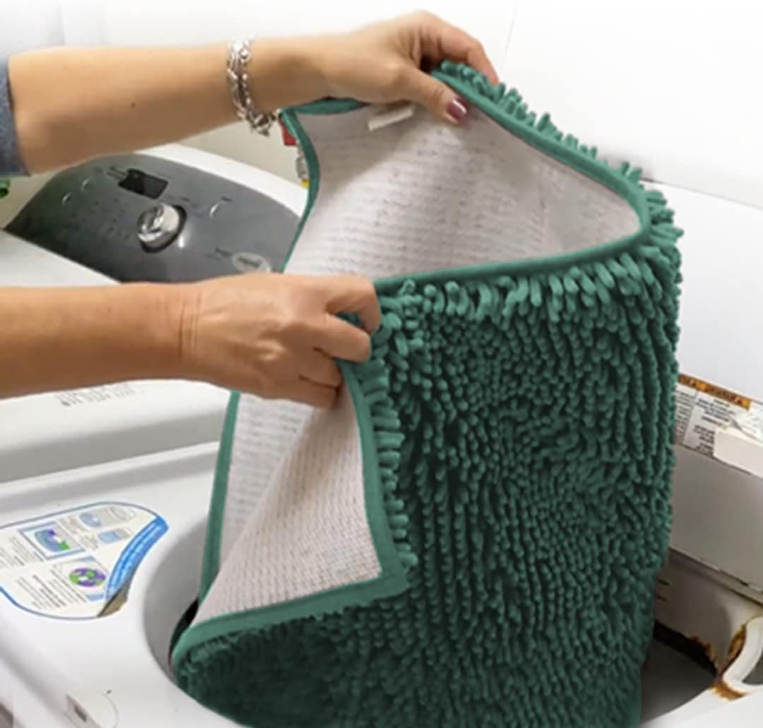 Muddy Mat® Shown on TV–Super Absorbent Microfiber Dog Door Mat for Muddy Paws, Non-Slip Washable Pet Rug, Quick Dry Chenille Entryway Carpet, Machine Washable Indoor Outdoor mat–Seafoam Green 35"x24"