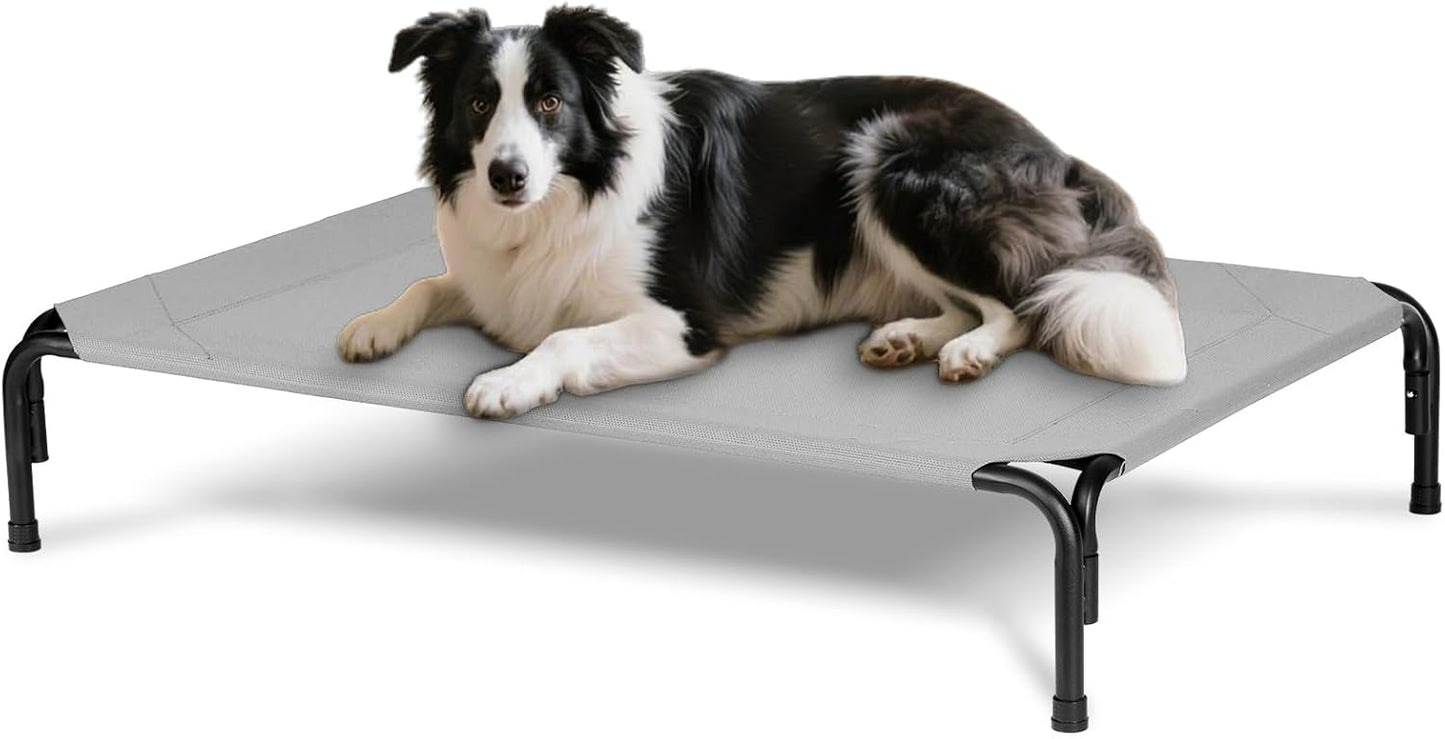 Elevated Dog Bed for Outdoor, Large Raised Dogs Cot for Training, Cooling Pet Beds with Washable Mesh, Indestructible Lifted Platform for Outside Camping, 41 inch Grey