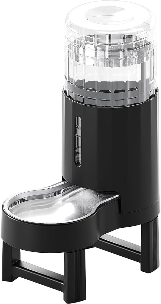 CZPET Elevated Dog Water Bowl Dispenser for Large Dogs (8L+Stand, Black) | With Stainless Steel Bowl Gravity Waterer, Large Capacity and Drinking Area Noise-Free for Pets