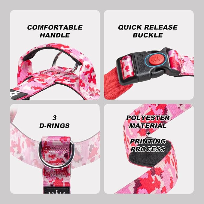 TSPRO Tactical Heavy Duty Dog Harness, Quick Release Buckle & Top Handle | Premium No Pull Dog Vest Harnesses, Adjustable, Soft Padded Lining, 1.25-Inch Wide for Medium Large Dogs, Walking & Training