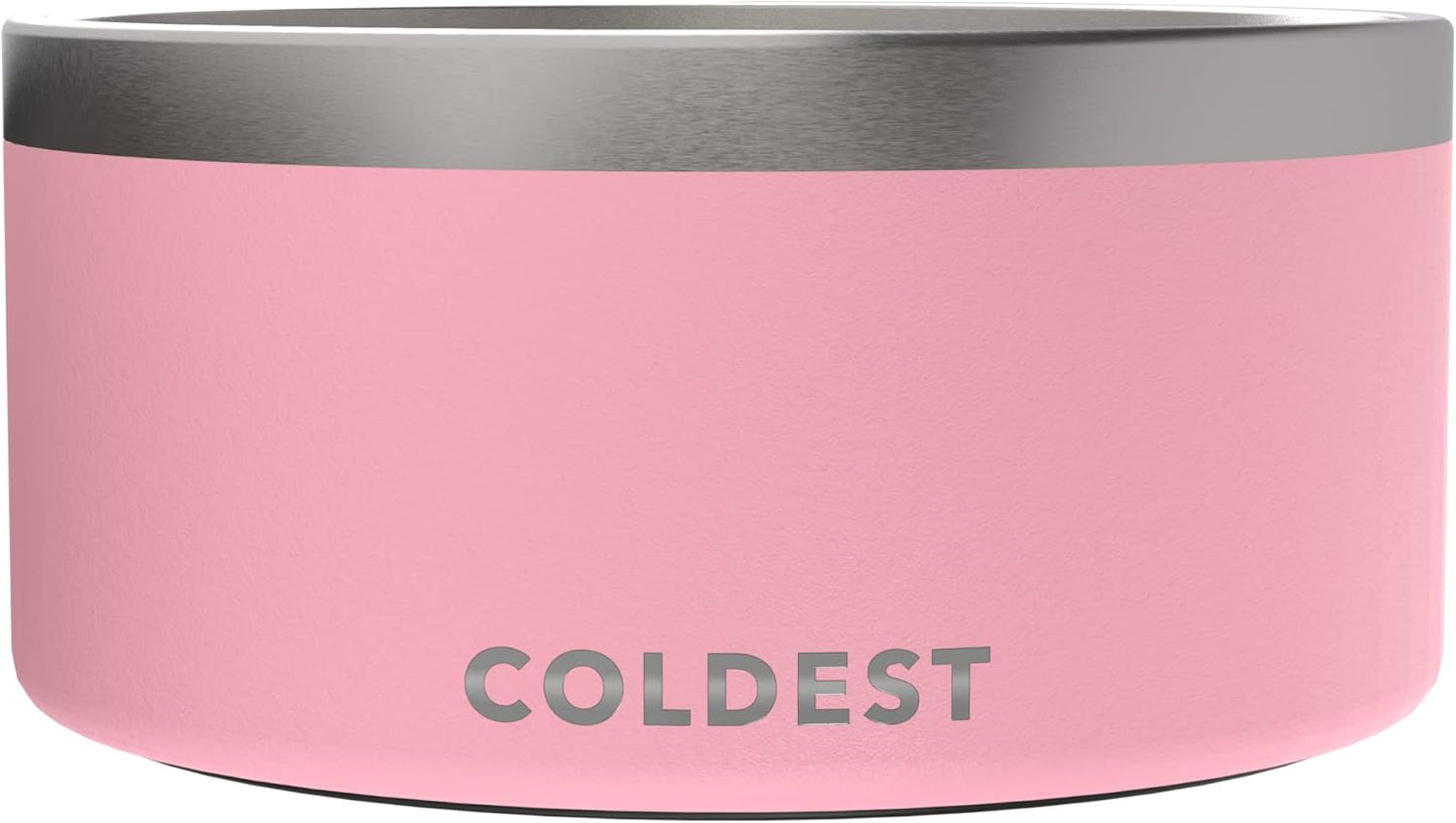 Coldest Dog Bowl - Anti Rust Metal, Non Slip, 3 Layers Insulated Stainless Steel Dog Bowls - Spill Proof & Heavy Duty - Water Bowl for Dogs, Cats & Pets, Dish Washer Safe (200 oz, Cotton Candy Pink)