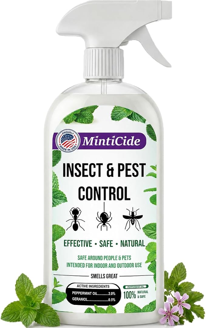 MintiCide Peppermint Oil Insect Repellent Spray, 20 oz Value Size, Natural Plant-Based Indoor & Outdoor Pest Control for Spiders, Ants & Roaches