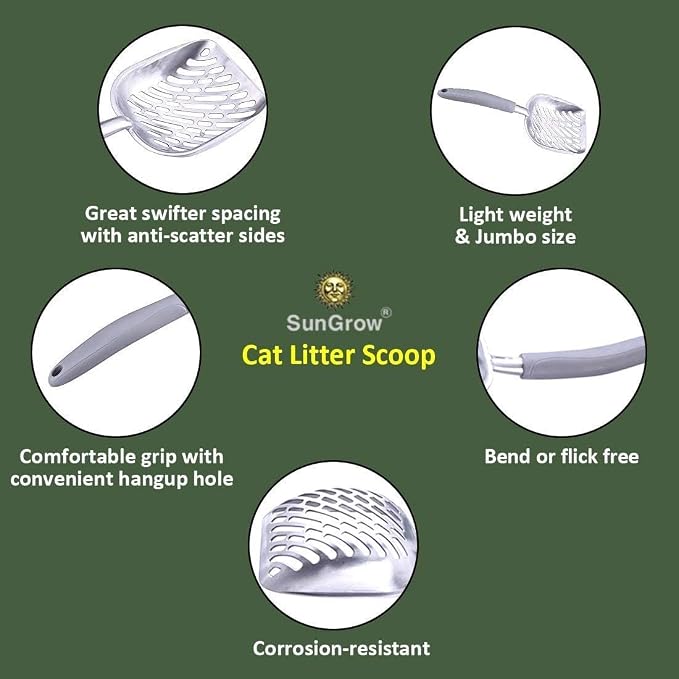 SunGrow Cat Litter Scoop, Life Transforming Cat Scooper, Reduces Hand Fatigue, Saves Clear Litter, Use with Small Litter Type, Makes Scooping Faster and Easier, Pink, 1 pc