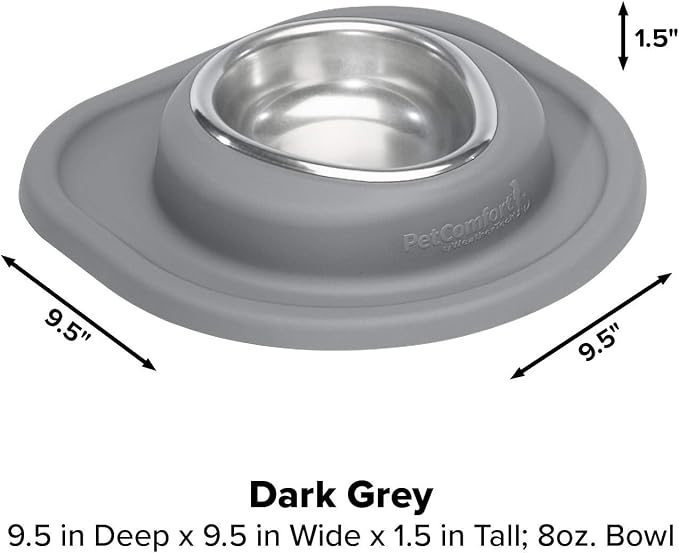 WeatherTech Single Low Pet Feeding System - Heavy-Duty Dog & Cat Food/Water Bowl - 8 oz (1 Cup) Dark Grey (SL0801DG)