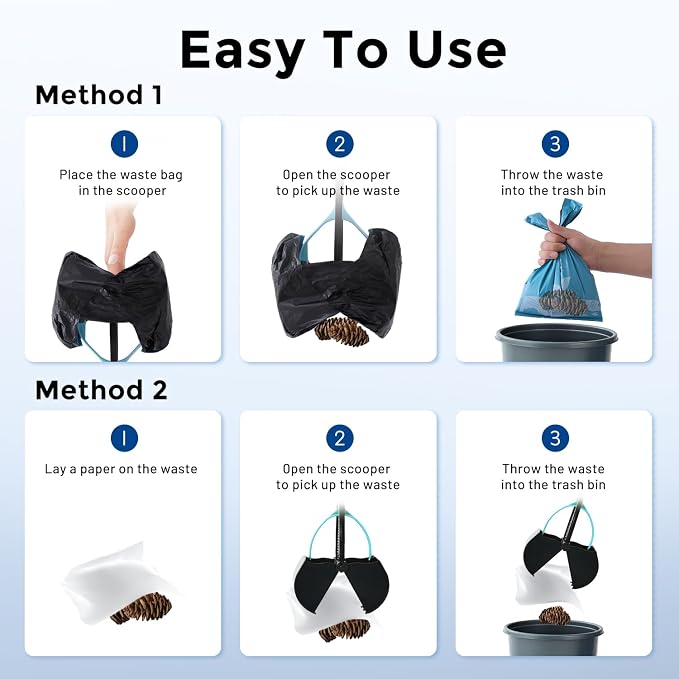 ZOMISIA 26" Pooper Scooper with Waste Bags - Poop Scooper for Large Dogs with Long Handle High Strength Material and Durable Spring for Yard, 30 Count Poop Bags