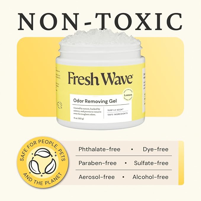 Fresh Wave Lemon Odor Removing Gel, 15 oz. | Odor Absorbers for Home | Safer Odor Relief | Natural Plant-Based Odor Eliminator | Every 15 oz. lasts 30-60 Days | For Cooking, Trash & Pets