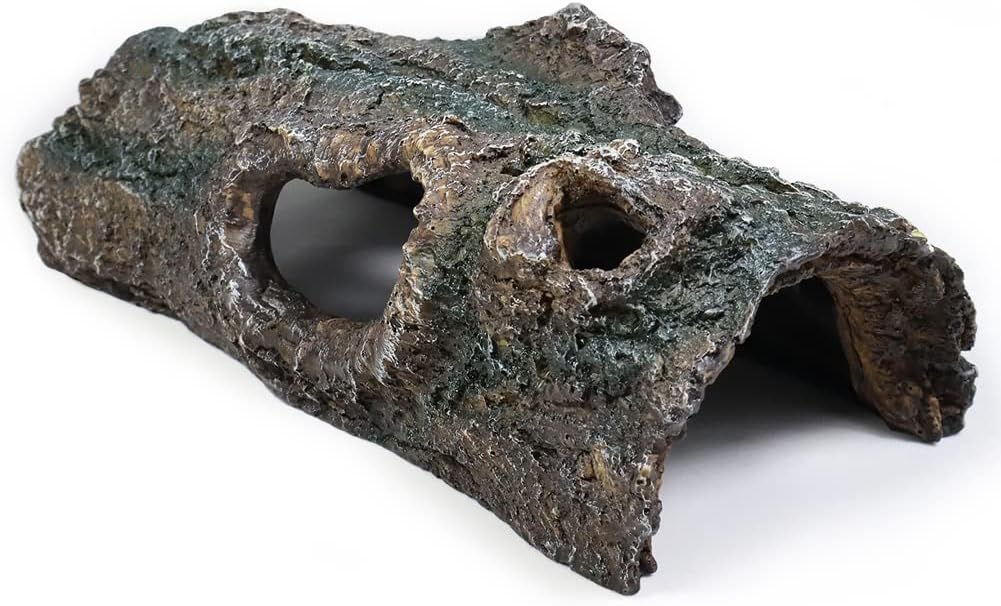 fazhongfa Reptile Hide Tree Trunk Lizard Snake Gecko Axolotl Spider Turtles Bearded Dragon Tank Accessories Large Hollow Log for Aquarium or Fish Tank Resin Wood Decorations Ornament