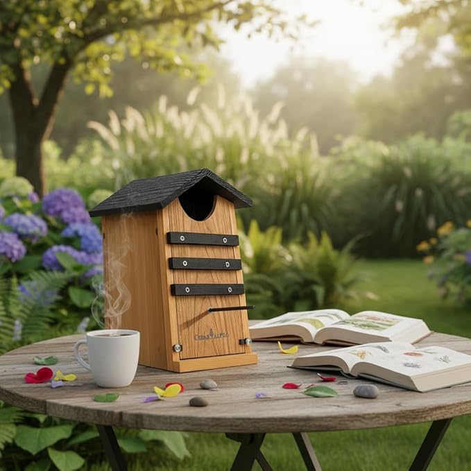 Cedar Screech Owl House Box, Squirrel House, Duck Nesting Shelter, Cedar Bird House for Outside, Rustic Big Birdhouse,Nesting Shelter Nester Large Heavy, Stainless Steel Perch,Assemble Needed
