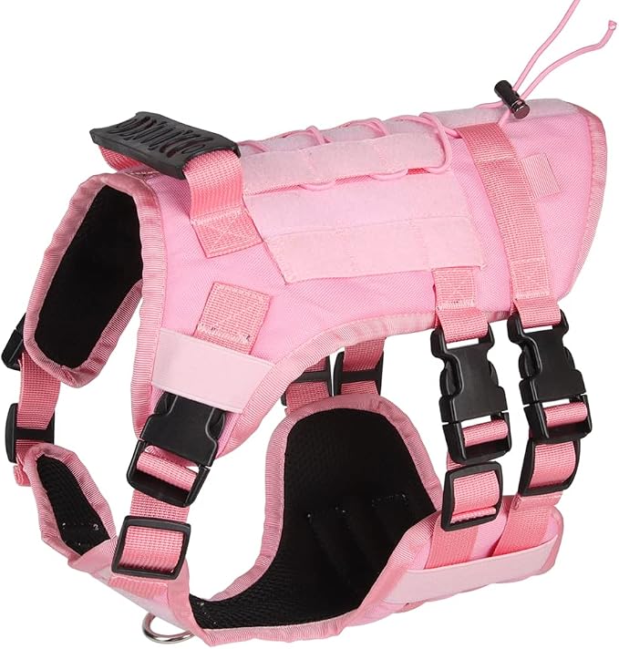 Tactical Dog Harness for Medium Large Dogs No Pull, Military Dog Harness with Handle,Service Dog Vest with Molle & Loop Panels, Adjustable Pet Harness for Training Hunting Walking…